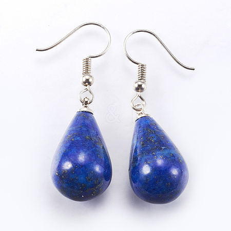 Natural Lapis Lazuli Dangle Earrings X-EJEW-P143-C05-1