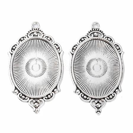 Tibetan Style Alloy Pendant Cabochon Settings TIBEP-R304-016AS-LF-1