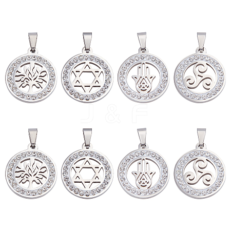 DICOSMETIC 8Pcs 4 Style 201 Stainless Steel Pendants STAS-DC0008-46-1