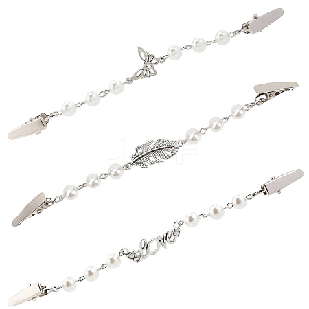3Pcs 3 Styles Platinum Alloy Sweater Clips AJEW-GF0011-39-1