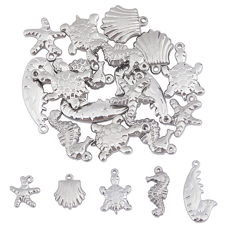 20Pcs 5 Style 201 & 304 Stainless Steel Charms STAS-UN0029-47-1