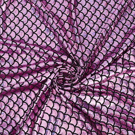 Sparkly Hologram Spandex Mermaid Printed Fish Scale Fabric AJEW-WH0001-44-1