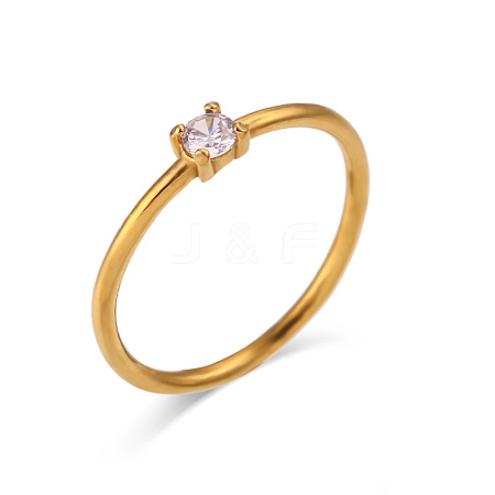 Flat Round 304 Stainless Steel Micro Pave Cubic Zirconia Finger Rings FS-WG2DA17-29-1
