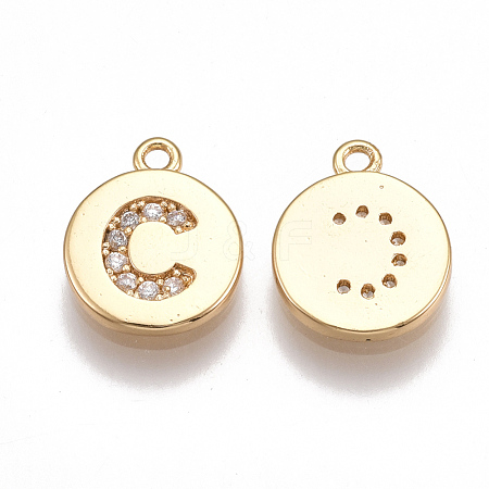 Brass Cubic Zirconia Charms KK-T038-194G-C-1