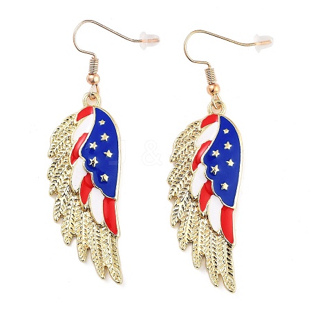 Independence Day Theme Alloy Enamel Dangle Earrings for Women EJEW-F335-01G-04-1