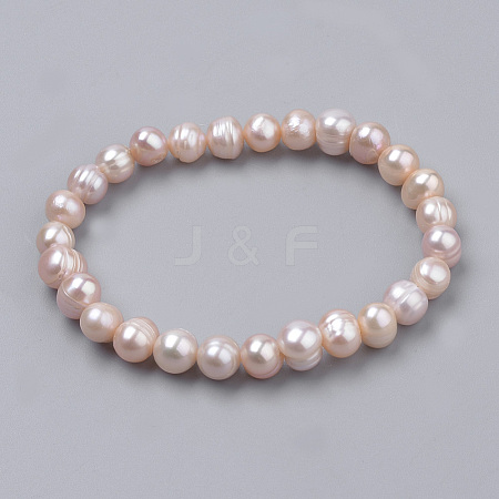 Pearl Stretch Bracelets X-PEAR-S012-58B-1