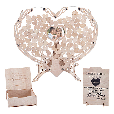 Wooden & Acrylic & Iron Wedding Guest Book Alternative WOOD-WH0002-61-1
