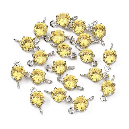 SHEGRACE Brass Pave Cubic Zirconia Flat Round Connector Charms XGRQ2O832-435C-P-1