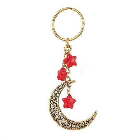 Tibetan Style Alloy Hollow Moon Pendant Keychain KEYC-JKC00690-05-1