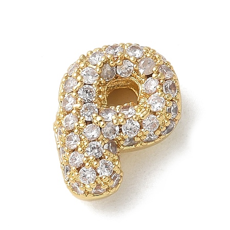 Brass Micro Pave Cubic Zirconia Beads KK-P290-61G-P-1