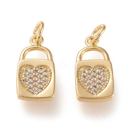 Brass Micro Pave Clear Cubic Zirconia Pendants ZIRC-K086-05G-1