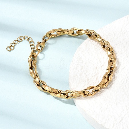 5.5MM 304 Stainless Steel Twisted Oval Link Chain Bracelets for Man and Women SA-CBAB767-17C-G-1