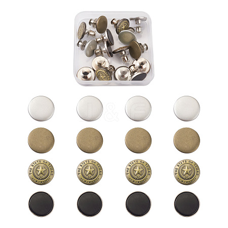 16sets 4 Styles Iron Button Pins for Jeans PALLOY-KS0001-07-1
