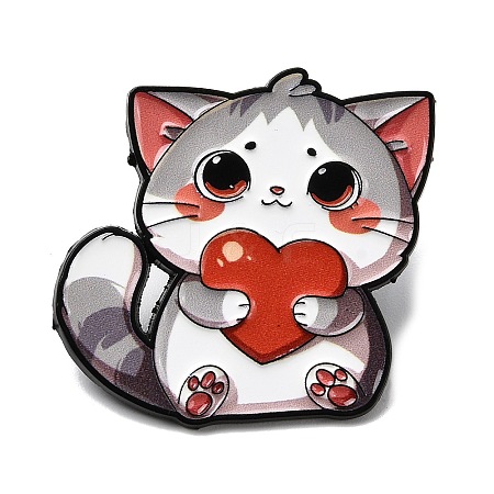 Cat with Heart Enamel Pins LS-JEWB-I055-05EB-02-1