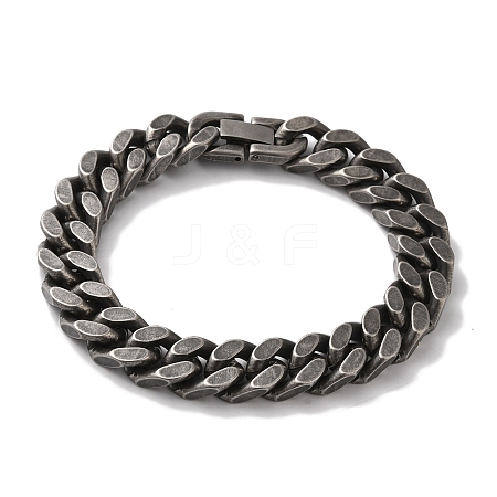 PVD Vacuum Plating 201 Stainless Steel Cuban Link Chain Bracelets for Women Men BJEW-H612-02AS-1