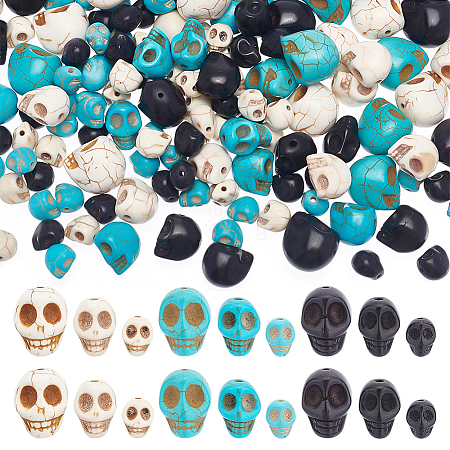 ARRICRAFT 144Pcs 9 Styles Halloween Synthetic Turquoise Beads Strands TURQ-AR0001-25-1