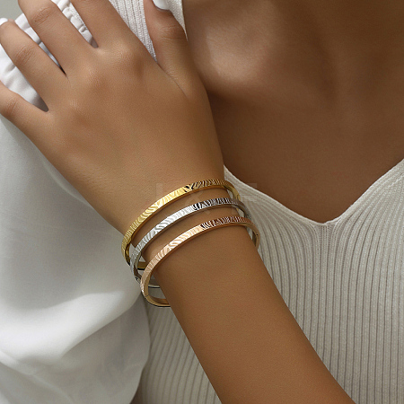 3Pcs Classic Stainless Steel Hinged Bangles for Women UP3566-1