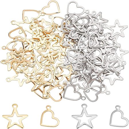 Unicraftale 80Pcs 4 Style 304 Stainless Steel Pendants STAS-UN0032-12-1