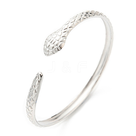 Non-Tarnish 304 Stainless Steel Snake Cuff Bangle LS-BJEW-F456-01P-1