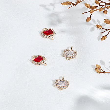 4Pcs 2 Colors Brass Cubic Zirconia Connector Charms FIND-LP0007-95-1