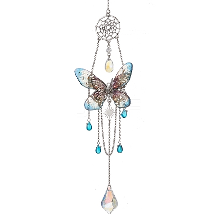 Stainless Steel Resin Butterfly Suncatcher HJEW-TA00452-03-1