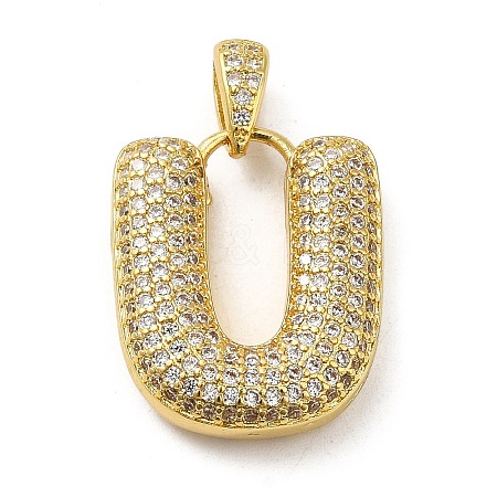 Brass Micro Pave Cubic Zirconia Pendants KK-E061-03G-21-1
