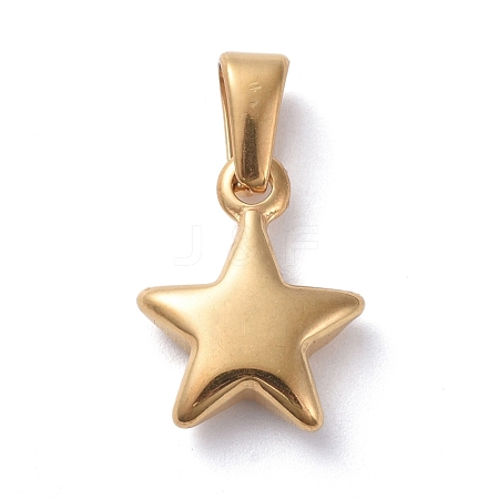  Jewelry Beads Findings 304 Stainless Steel Charms, Star, Golden, 13.5x10.5x3.5mm, Hole: 6x3mm