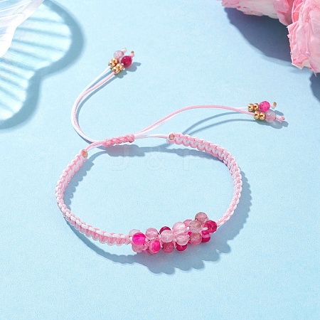 Dyed Natural Agate Beaded Braided Bead Bracelets BJEW-MZ00253-05-1