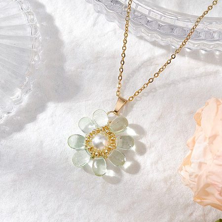 Glass & Glass Pearl Beads Pendants Necklaces for Women NJEW-MZ00106-01-1