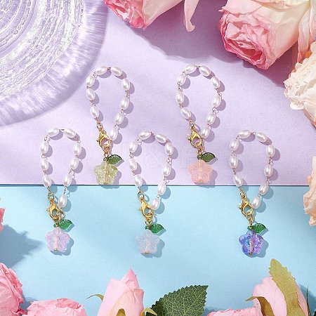 Glass Flower Cup Charms HJEW-JM02851-1