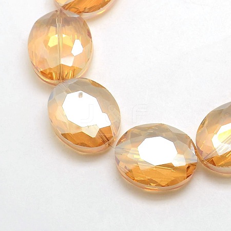 Faceted Electroplate Crystal Glass Oval Beads Strands EGLA-F060B-08-1
