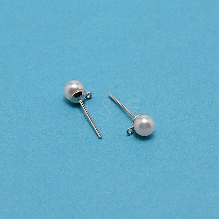 Iron Stud Earring Findings LS-STAS-WH0029-02A-02-1-1