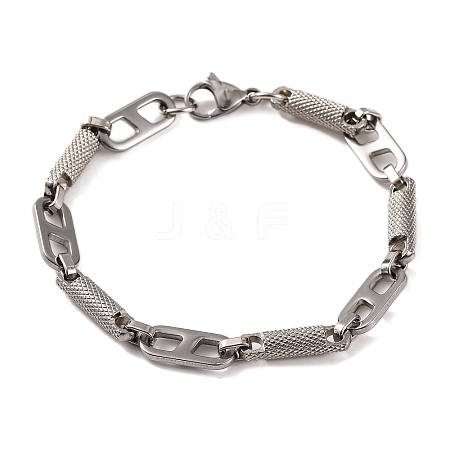 Tarnish Resistant 304 Stainless Steel Column & Oval Link Chain Bracelets BJEW-B078-85P-1