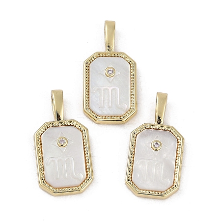 Rack Plating Brass Micro Pave Cubic Zirconia Pendants KK-U032-90G-07-1