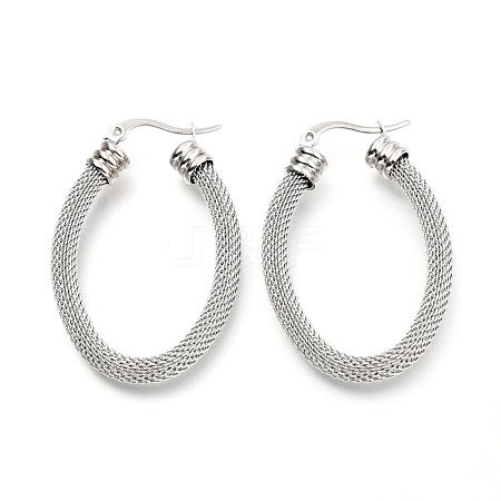 Non-Tarnish 304 Stainless Steel Mesh Hoop Earrings EJEW-C501-14P-A-1