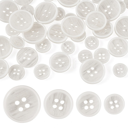 40Pcs 4 Styles Resin Buttons BUTT-TADJ0001-02C-1