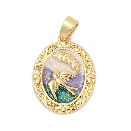 Brass Enamel Pendants KK-U068-04G-01-1