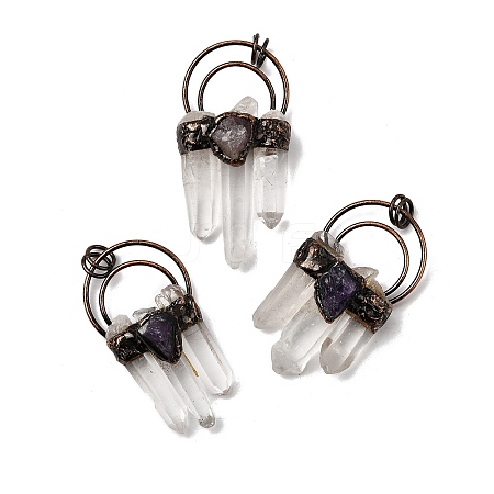 Natural Quartz Crystal Prism & Amethyst Big Pendants G-A270-02R-1