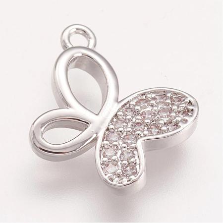 Brass Micro Pave Cubic Zirconia Pendants ZIRC-F049-22P-1