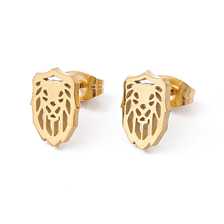 304 Stainless Steel Lion Stud Earrings for Men Women EJEW-E163-02G-1