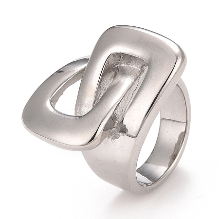 Non-Tarnish 304 Stainless Steel Interlocking Rectangle Chunky Ring for Women RJEW-B040-20B-P-1