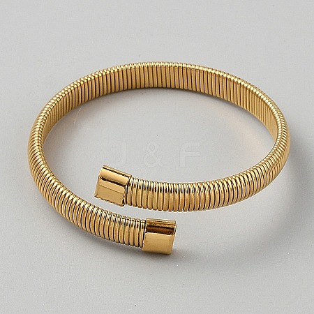 304 Stainless Steel Cuff Bangles for Women BJEW-WH0001-24G-1