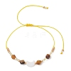 Natural Tiger Eye & Freshwater Shell Moon Charm Bracelets BJEW-MZ00303-02-3