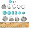 DIY Adjustable Oval/Half Round Synthetic Turquoise & Stainless Steel & Iron Finger Rings Making Kits DIY-FS0006-13-5