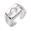 Brass Micro Pave Cubic Zirconia Cuff Open Rings for Women RJEW-L343-06P-4