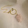 Raw Rough Natural Rose Quartz Moon Suncatcher DJEW-PW0017-05-2