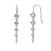 Rhodium Plated 925 Sterling Silver Teardrop Tassel Dangle Earrings for Women EJEW-P231-44P-1