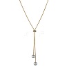 Alloy Snake Chain Slider Lariat Necklaces with Plastic Imitation Pearl Round Beads WG87CD3-01-4