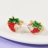 Strawberry Brass Micro Pave Clear Cubic Zirconia Cuff Earrings EJEW-F895-20G-2