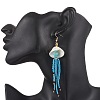 3 Pairs 304 Stainless Steel Dyed Synthetic Turquoise & Natural Black Onyx & Glass Seed Beaded Dangle Earrings EJEW-MZ00530-3